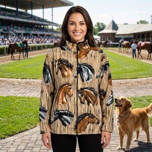 ZooFleece Horses Animal Horse Pet Mare Sweater Winter Jacket Coat Western S-XL